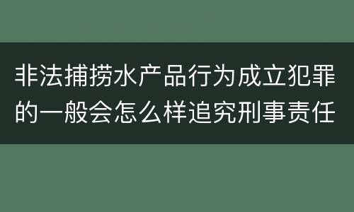 非法捕捞水产品行为成立犯罪的一般会怎么样追究刑事责任