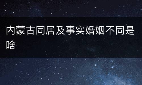 内蒙古同居及事实婚姻不同是啥