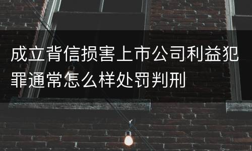 成立背信损害上市公司利益犯罪通常怎么样处罚判刑