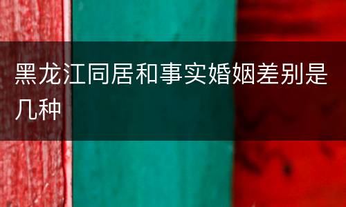 黑龙江同居和事实婚姻差别是几种