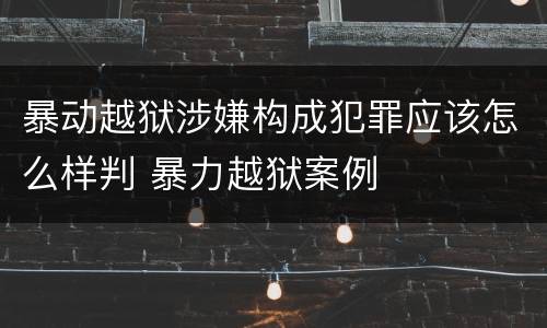 暴动越狱涉嫌构成犯罪应该怎么样判 暴力越狱案例