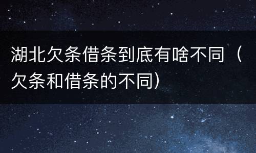 湖北欠条借条到底有啥不同（欠条和借条的不同）