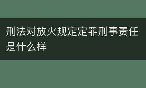 刑法对放火规定定罪刑事责任是什么样