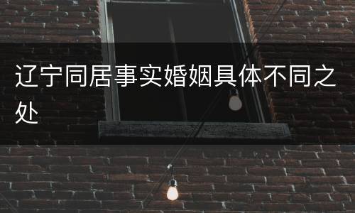辽宁同居事实婚姻具体不同之处