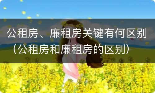 公租房、廉租房关键有何区别（公租房和廉租房的区别）