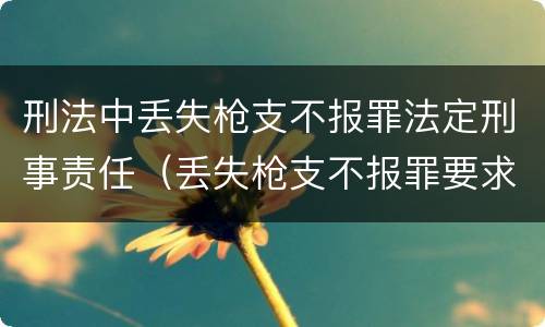 刑法中丢失枪支不报罪法定刑事责任（丢失枪支不报罪要求造成了严重后果的才构成犯罪）