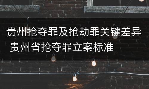 贵州抢夺罪及抢劫罪关键差异 贵州省抢夺罪立案标准