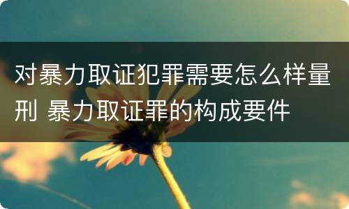 对暴力取证犯罪需要怎么样量刑 暴力取证罪的构成要件