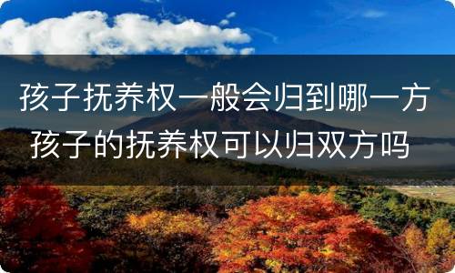 孩子抚养权一般会归到哪一方 孩子的抚养权可以归双方吗