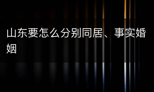 山东要怎么分别同居、事实婚姻