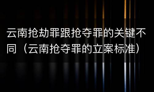 云南抢劫罪跟抢夺罪的关键不同（云南抢夺罪的立案标准）