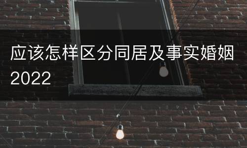 应该怎样区分同居及事实婚姻2022