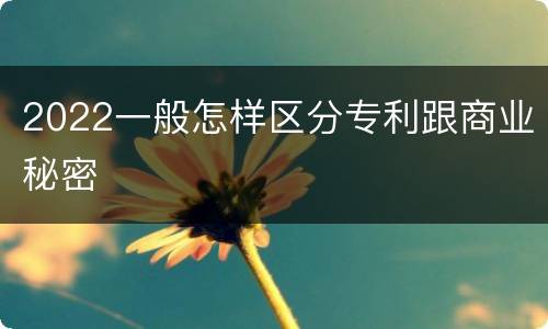 2022一般怎样区分专利跟商业秘密