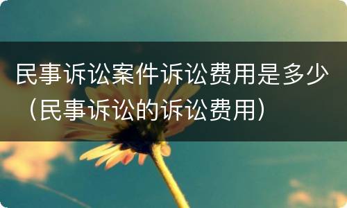 民事诉讼案件诉讼费用是多少（民事诉讼的诉讼费用）
