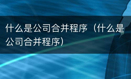 什么是公司合并程序（什么是公司合并程序）