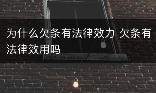 为什么欠条有法律效力 欠条有法律效用吗