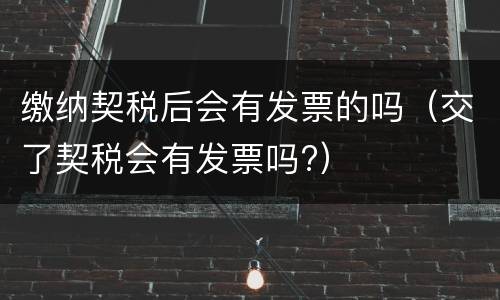 缴纳契税后会有发票的吗（交了契税会有发票吗?）