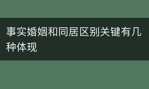 事实婚姻和同居区别关键有几种体现