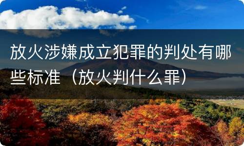 放火涉嫌成立犯罪的判处有哪些标准（放火判什么罪）