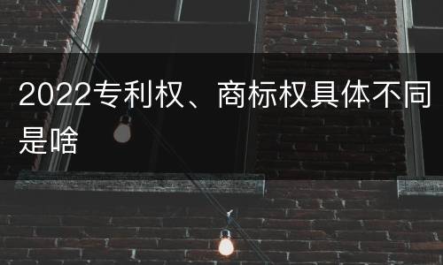 2022专利权、商标权具体不同是啥