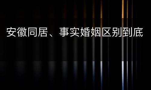 安徽同居、事实婚姻区别到底