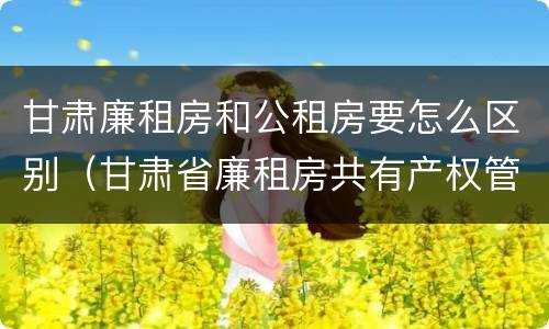 甘肃廉租房和公租房要怎么区别（甘肃省廉租房共有产权管理办法）