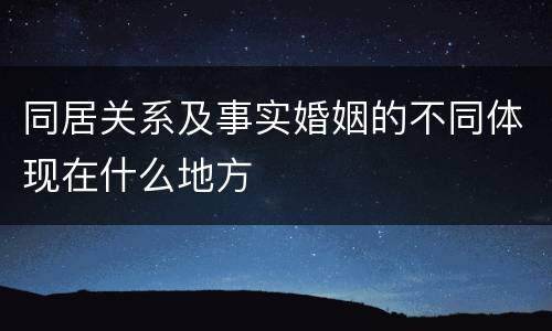 同居关系及事实婚姻的不同体现在什么地方