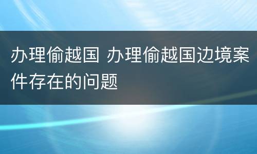 办理偷越国 办理偷越国边境案件存在的问题