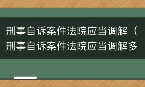 刑事自诉案件法院应当调解（刑事自诉案件法院应当调解多久）