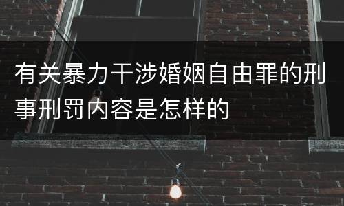 有关暴力干涉婚姻自由罪的刑事刑罚内容是怎样的