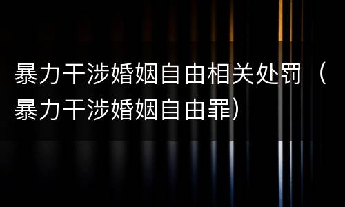 暴力干涉婚姻自由相关处罚（暴力干涉婚姻自由罪）