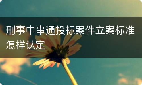 刑事中串通投标案件立案标准怎样认定