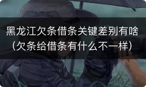 黑龙江欠条借条关键差别有啥（欠条给借条有什么不一样）
