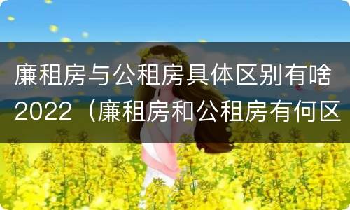 廉租房与公租房具体区别有啥2022（廉租房和公租房有何区别）