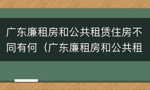 广东廉租房和公共租赁住房不同有何（广东廉租房和公共租赁住房不同有何规定）