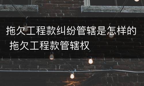 拖欠工程款纠纷管辖是怎样的 拖欠工程款管辖权