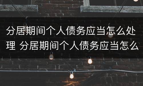 分居期间个人债务应当怎么处理 分居期间个人债务应当怎么处理呢