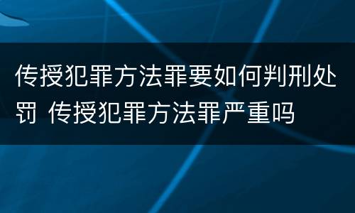 传授犯罪方法罪要如何判刑处罚 传授犯罪方法罪严重吗