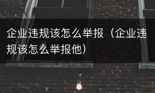 企业违规该怎么举报（企业违规该怎么举报他）