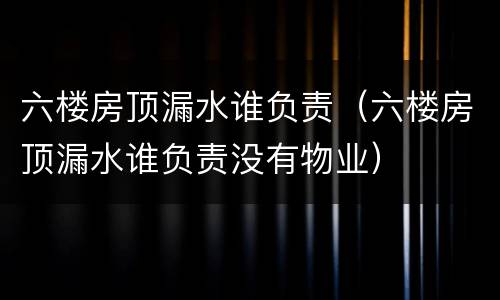 六楼房顶漏水谁负责（六楼房顶漏水谁负责没有物业）