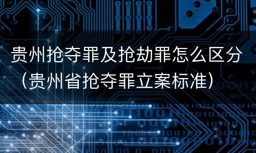 贵州抢夺罪及抢劫罪怎么区分（贵州省抢夺罪立案标准）
