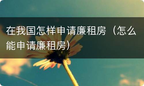 在我国怎样申请廉租房（怎么能申请廉租房）