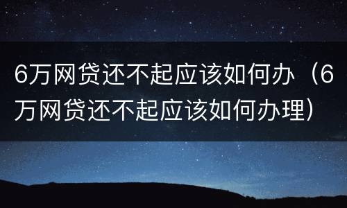 6万网贷还不起应该如何办（6万网贷还不起应该如何办理）