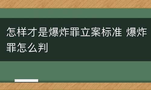 怎样才是爆炸罪立案标准 爆炸罪怎么判