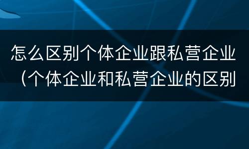 怎么区别个体企业跟私营企业（个体企业和私营企业的区别）