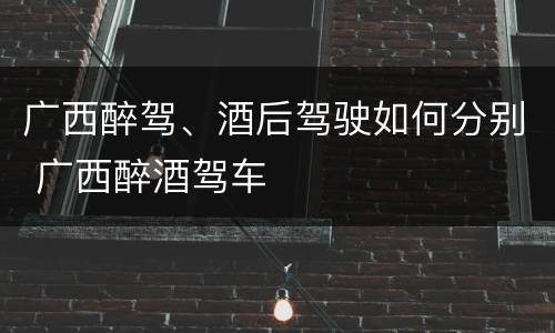 广西醉驾、酒后驾驶如何分别 广西醉酒驾车