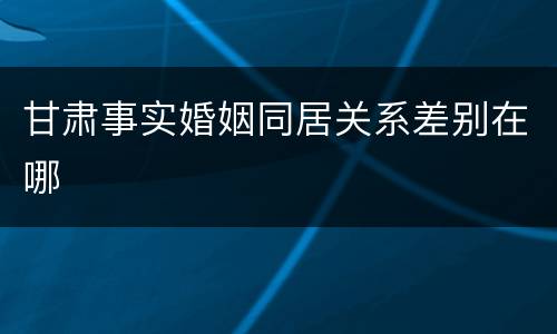 甘肃事实婚姻同居关系差别在哪