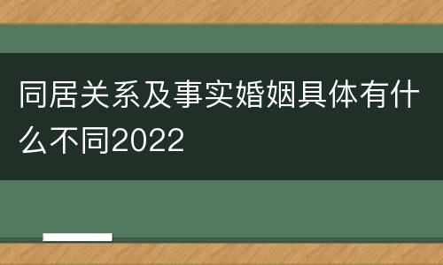 同居关系及事实婚姻具体有什么不同2022