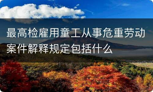 最高检雇用童工从事危重劳动案件解释规定包括什么