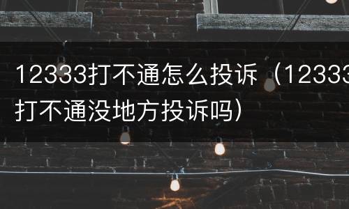 12333打不通怎么投诉（12333打不通没地方投诉吗）